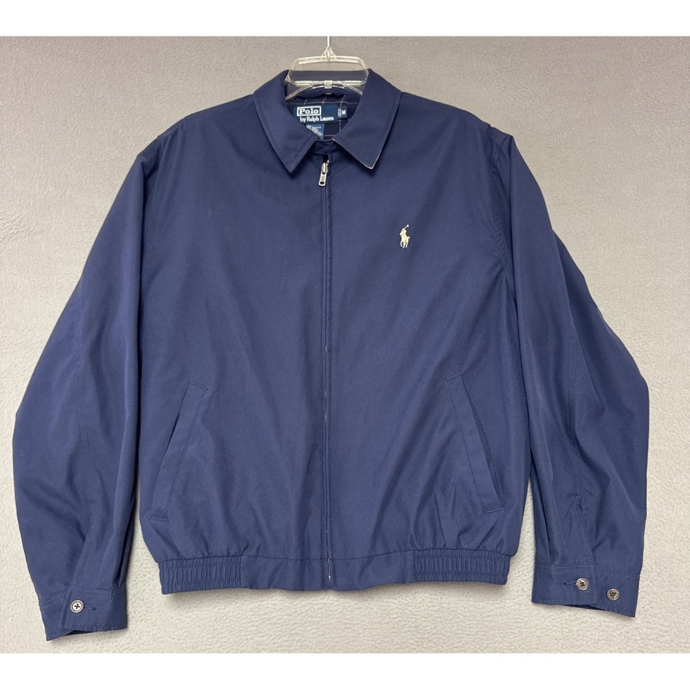 Vintage Polo Ralph Lauren Bi-Swing Jacket M Navy Harrington Bomber Plaid Lined